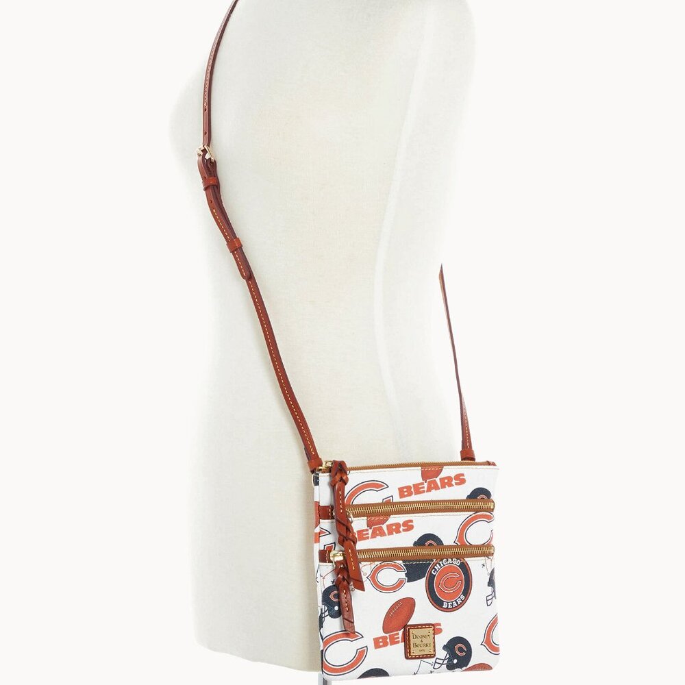 Officially Licensed NFL Bears North South Triple Zip Crossbody Dooney & Bourke - Picture 7 of 9